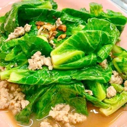 ยอดแขนงผัดหมูสับ