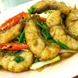 เนื้อปลาเก๋าผัดขึ้นฉ่าย