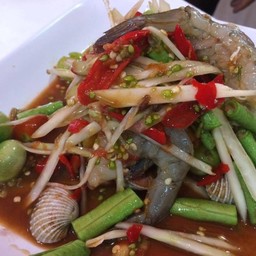 ตำหอยแครง+กุ้งสด