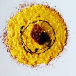 Risotto saffron foie gras and 30 years balsamic vinegar
