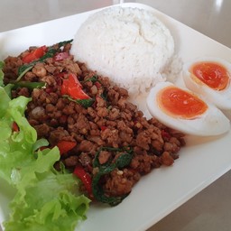 กระเพราหมูสับ+ไข่ต้ม