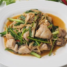 เนื้อปลาเก๋าผัดคื่นไช่