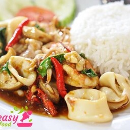 ข้าว+กระเพราทะเล