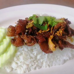 ข้าวราดเป็ดทอดกระเทียม