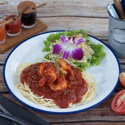 สปาเกตตีซอสมะเขือเทศกุ้ง