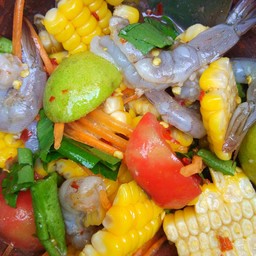 ตำกุ้งสดข้าวโพด น้ำปลาร้า