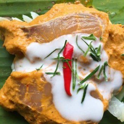 ห่อหมกปลาช่อน ใบยอ-โหรพา