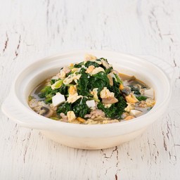 ซุปผักโขม Spinach w Egg Trio & Minced Pork in Superior Stock