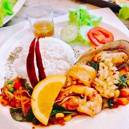 เมนูข้าวราดทะเลเดือด+หอยแหลงภู่นิวซีแลนด์