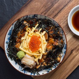 ข้าวหน้าปลาไหล+ไข่+สาหร่าย +มิโสะซุป