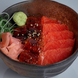 ข้าวหน้าปลาแซลมอนปลาไหล