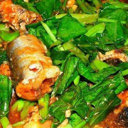 คะน้าปลากระป๋อง กับข้าว