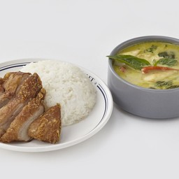 ข้าวแกงเขียวหวานเป็ดกรอบ