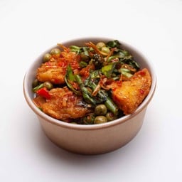 เนื้อปลากะพงผัดฉ่าราดข้าว