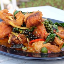 ปลาช่อนผัดพริกแกงราดข้าว