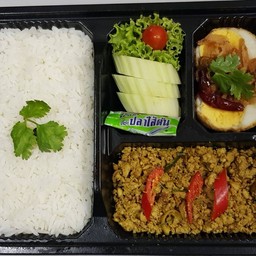 D-109  ข้าว+คั่วกลิ้งหมูสับ+อาหาร 1อย่าง(ตามตัวเลือก)