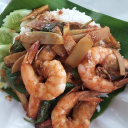 ผัดกระเพราหน่อไม้ราดข้าว