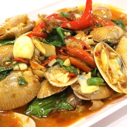 หอยลายผัดพริกเผา