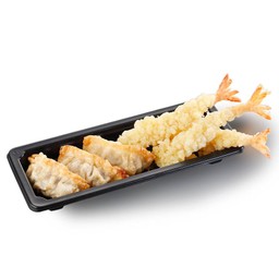 ชุดรวมกุ้งเทมปุระ 3 ชิ้น และเกี๊ยวซ่า 3 ชิ้น