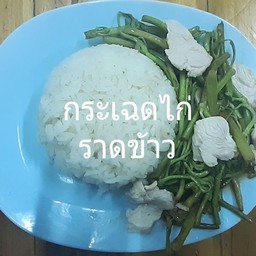 กระเฉดไก่ราดข้าว