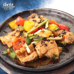 เนื้อปลาเก๋าผัดพริกไทยดำ