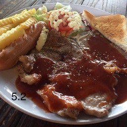 5.2 ทีโบน+ไส้กรอก ซอสBBQ 249บาท