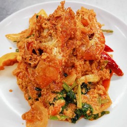 กุ้งแม่น้ำผัดผงกะหรี่
