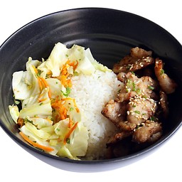 ข้าวหน้าหมูผัดซอสบลูโกกิ