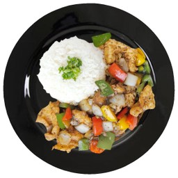 ปลาผัดซอสพริกไทยดำ