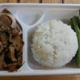 ข้าว+น้ำตกหมู rice+grilled pork salad