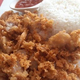 ข้าวราดทอดกระเทียม(ทอดกรอบ)