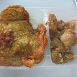 ข้าวปลากระเทียม+ไข่เจียว rice+fish garlic+omelette