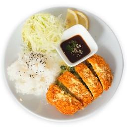 ข้าวหมูทอดทงคัตสึ สอดไส้ผักโขมอบชีส