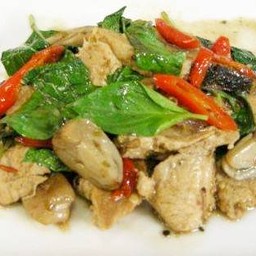 ผัดพริกสดโหระพา หมู/ไก่ /ปลา