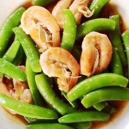 ถั่วลันเตาหวานผัดกุ้ง