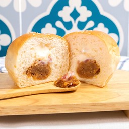 ปังก้อนไส้หมูหยองแฮมสลัด