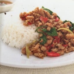 กระเพราหมูราดข้าว