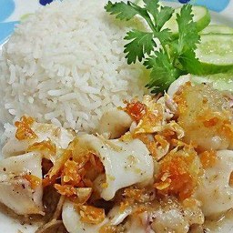 ข้าวหมึกกระเทียม