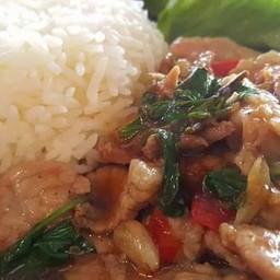 ข้าวกะเพราหมูชิ้น