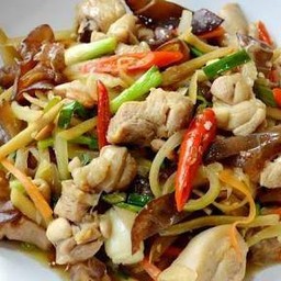 ข้าวไก่ผัดขิง