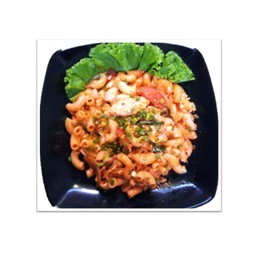 ผัดมักกะโรนี ทะเล (แถมฟรีซุปมิโซะ)