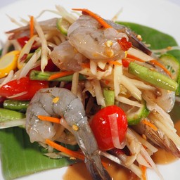 ส้มตำปลาร้ากุ้งสด หมูยอ