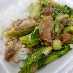 ข้าวราดผัดผักแขนง