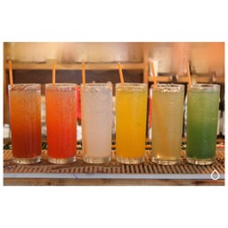 สตรอเบอรี่,แคนตาลูป,บลูฮาวาย,พีช,ลิ้นจี่,(โซดา)