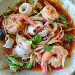 ตำกุ้งสุก+ปลาหมึก