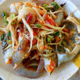ตำกุ้งสด+ปูม้า