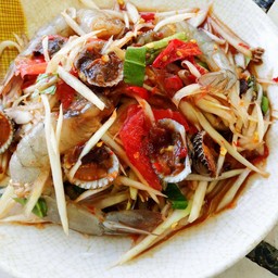 ตำกุ้งสด+หอยแครง