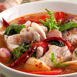 ต้มยำปลากระพงน้ำใส