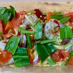 ส้มตำกุ้ง สด  สุก