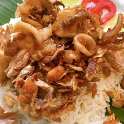 ข้าวปลาหมึก ทอดกระเทียม